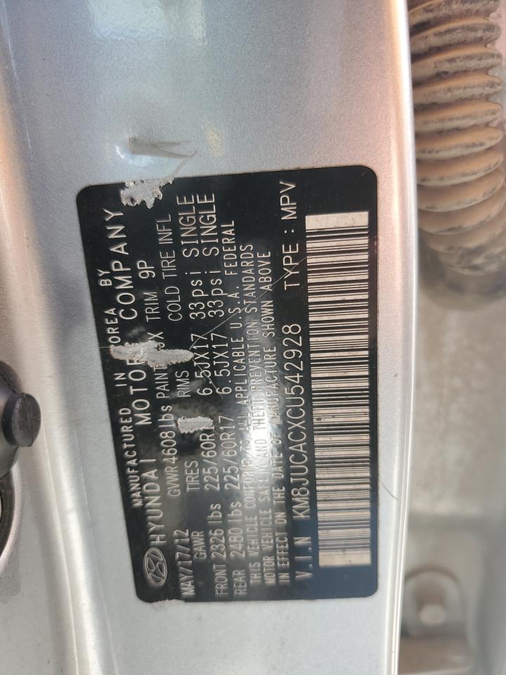 2012 Hyundai Tucson Gls VIN: KM8JUCACXCU542928 Lot: 56557205