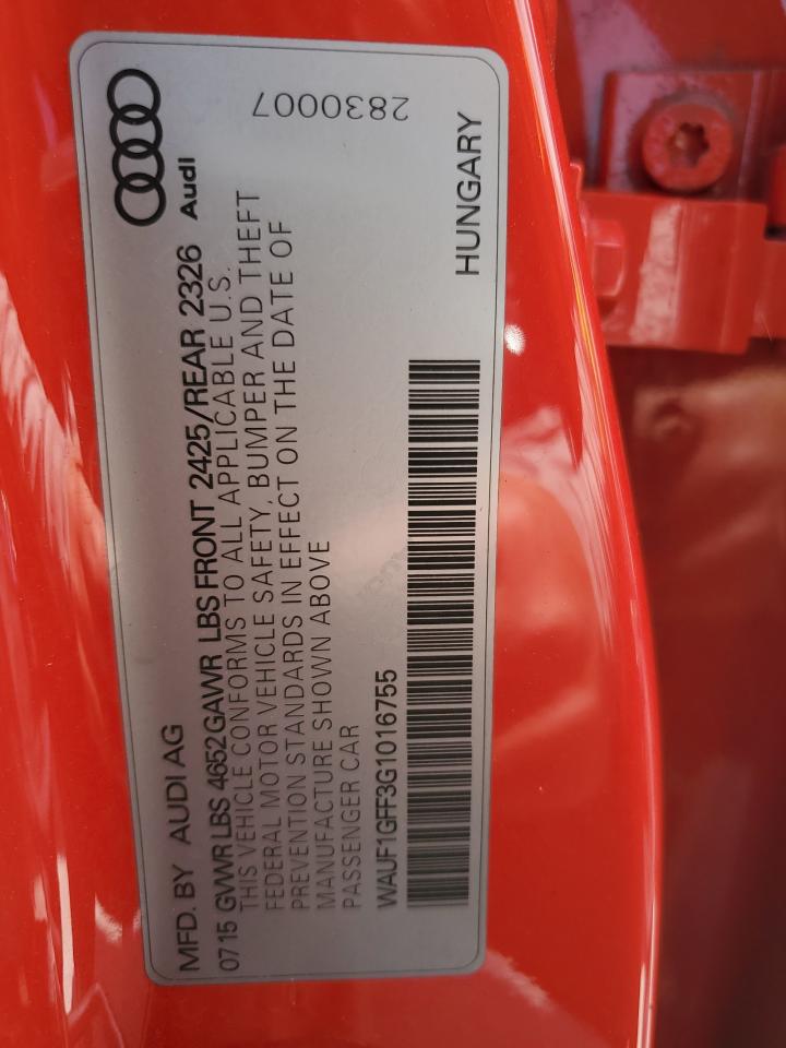 2016 Audi S3 Prestige VIN: WAUF1GFF3G1016755 Lot: 56067375