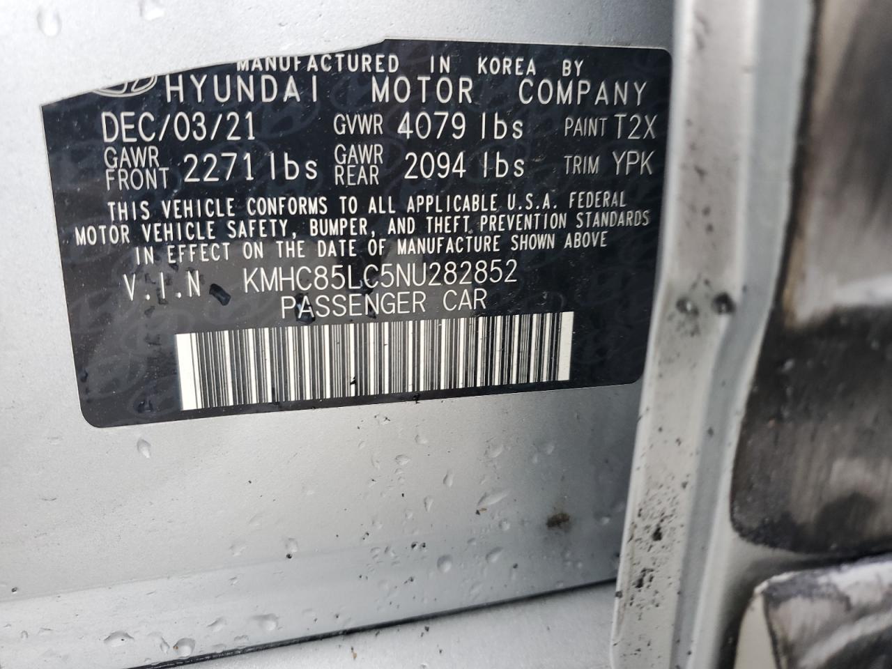 2022 Hyundai Ioniq Sel VIN: KMHC85LC5NU282852 Lot: 56675285