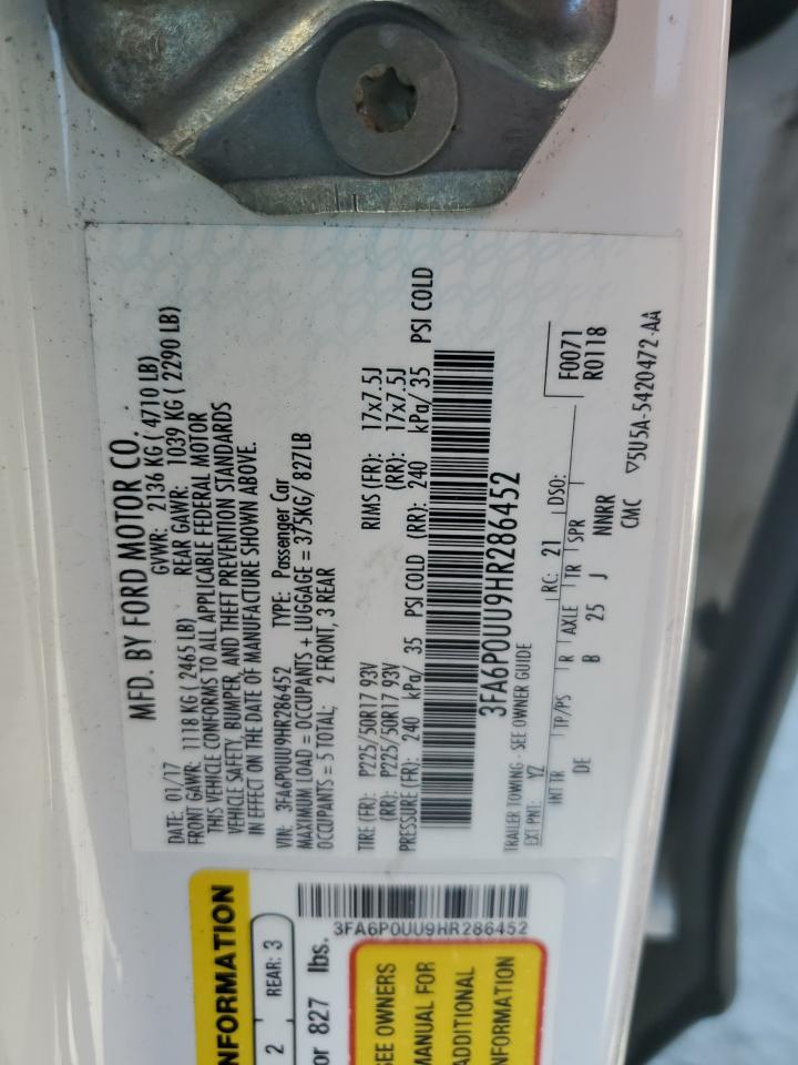 3FA6P0UU9HR286452 FORD FUSION 2017