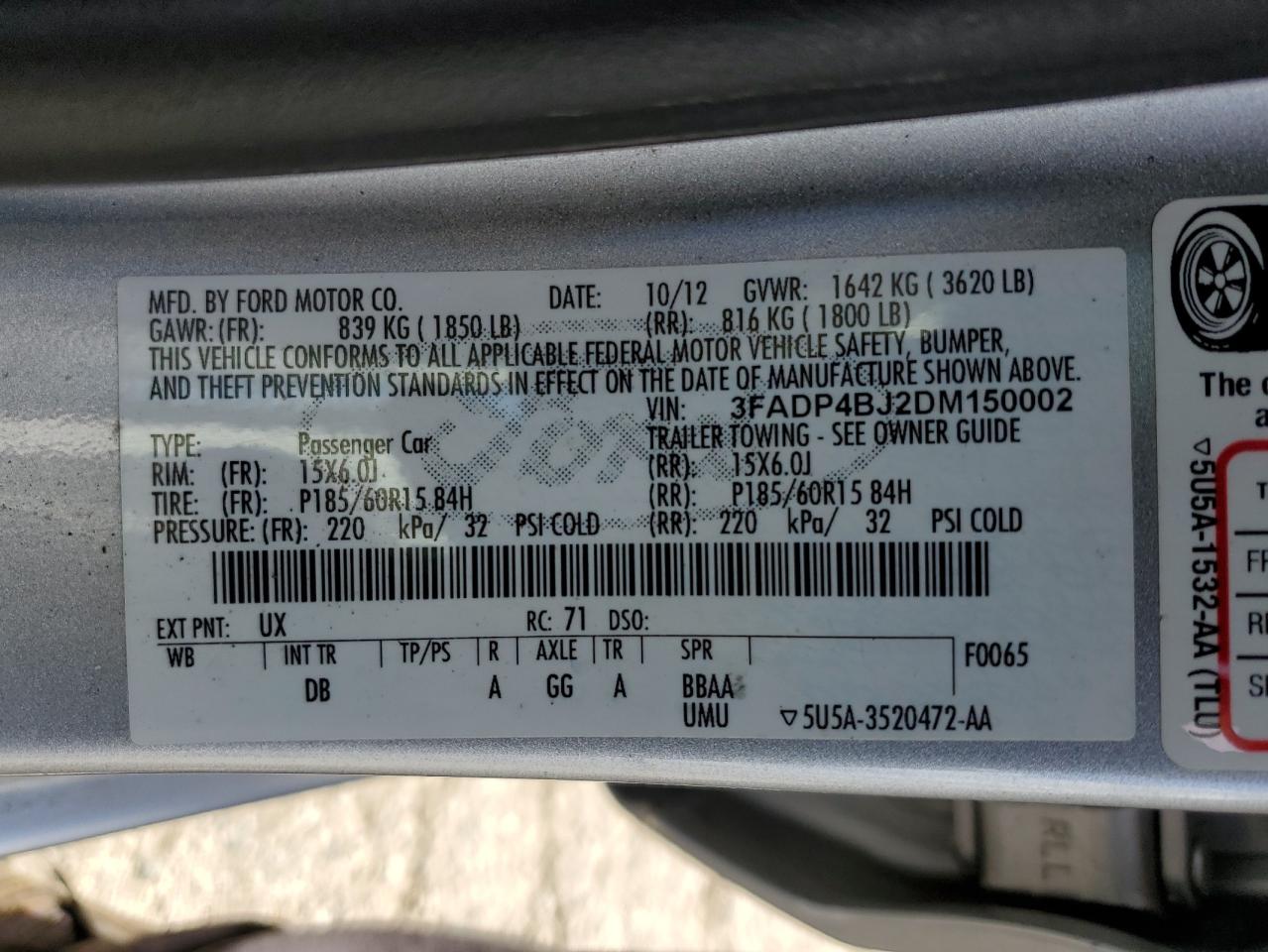 2013 Ford Fiesta Se VIN: 3FADP4BJ2DM150002 Lot: 56720445