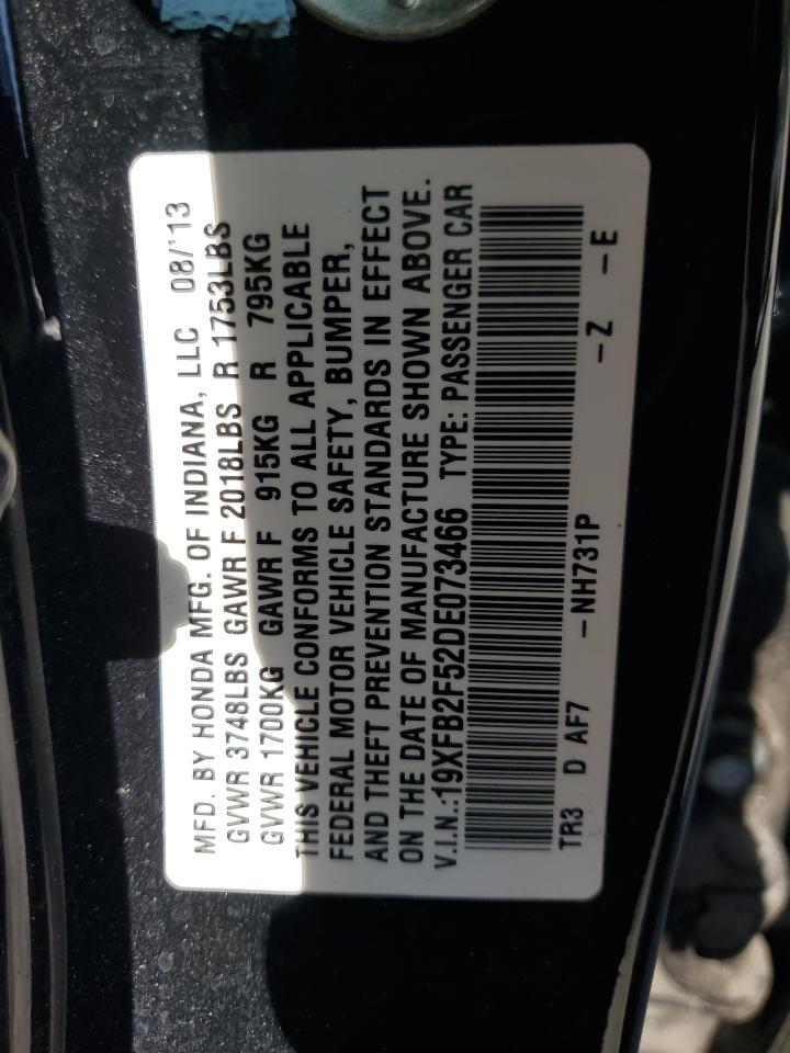 2013 Honda Civic Lx VIN: 19XFB2F52DE073466 Lot: 57137455
