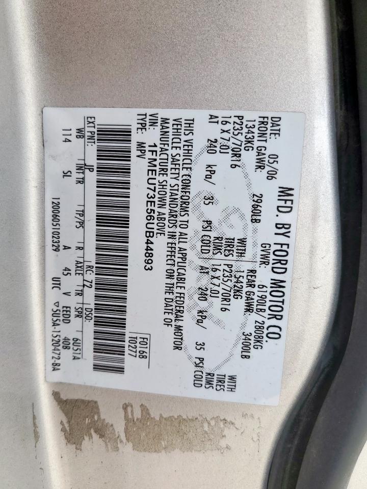2006 Ford Explorer Xlt VIN: 1FMEU73E56UB44893 Lot: 56674475