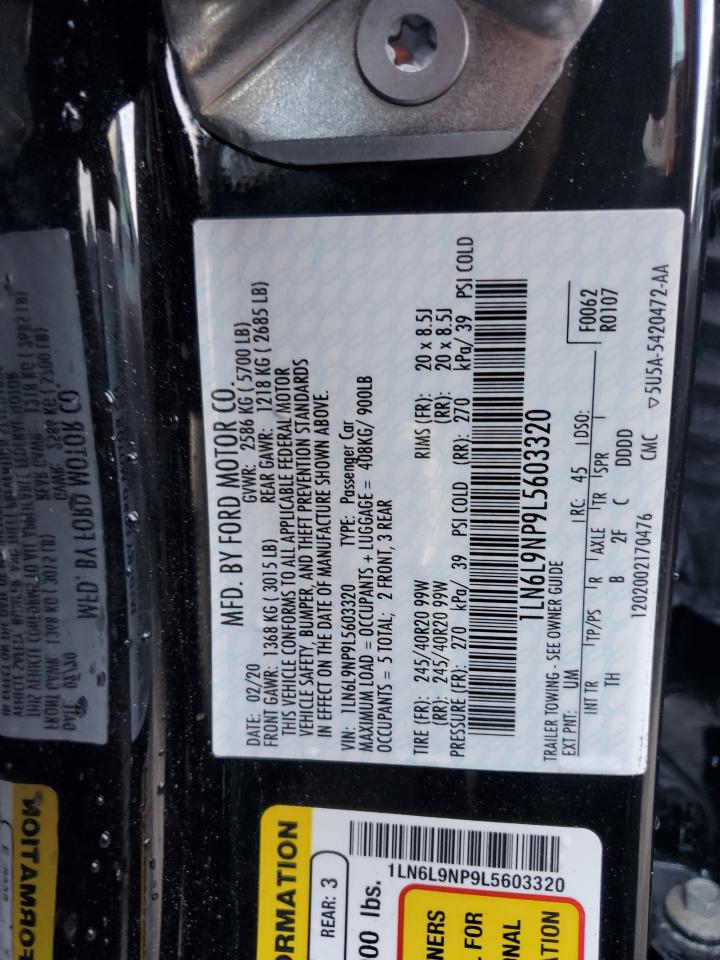 2020 Lincoln Continental Reserve VIN: 1LN6L9NP9L5603320 Lot: 54848265