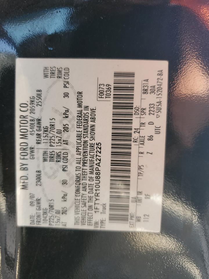 2008 Ford Ranger VIN: 1FTYR10U88PA27225 Lot: 57155315