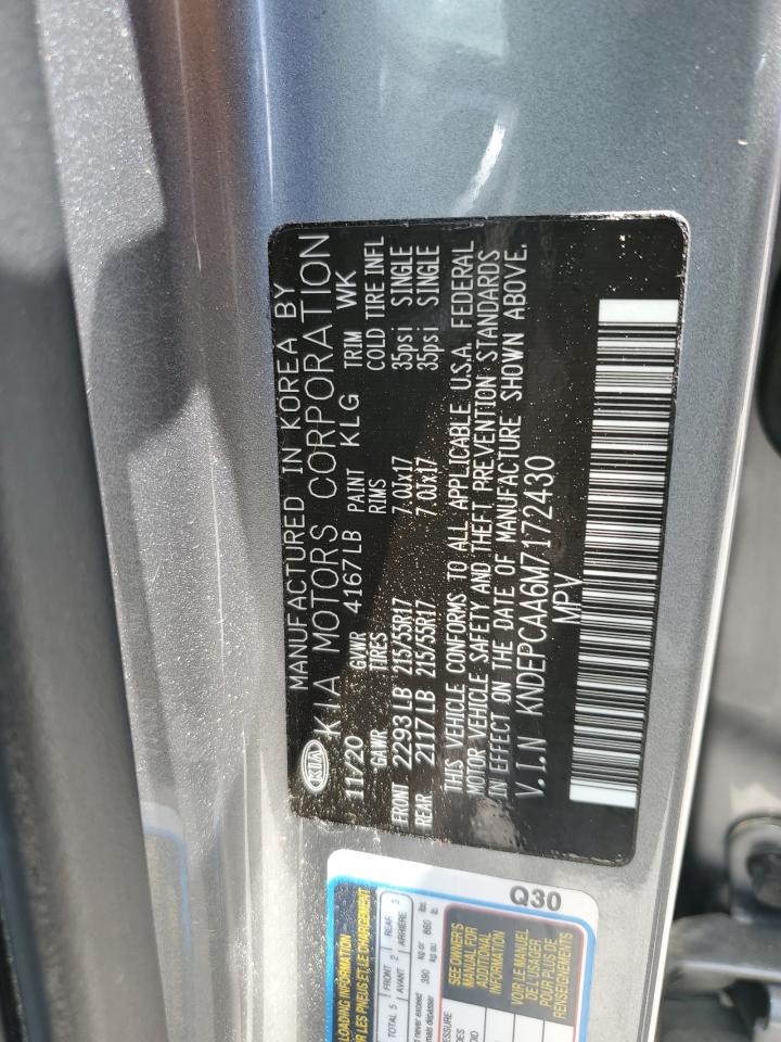 2021 Kia Seltos Lx VIN: KNDEPCAA6M7172430 Lot: 56545565