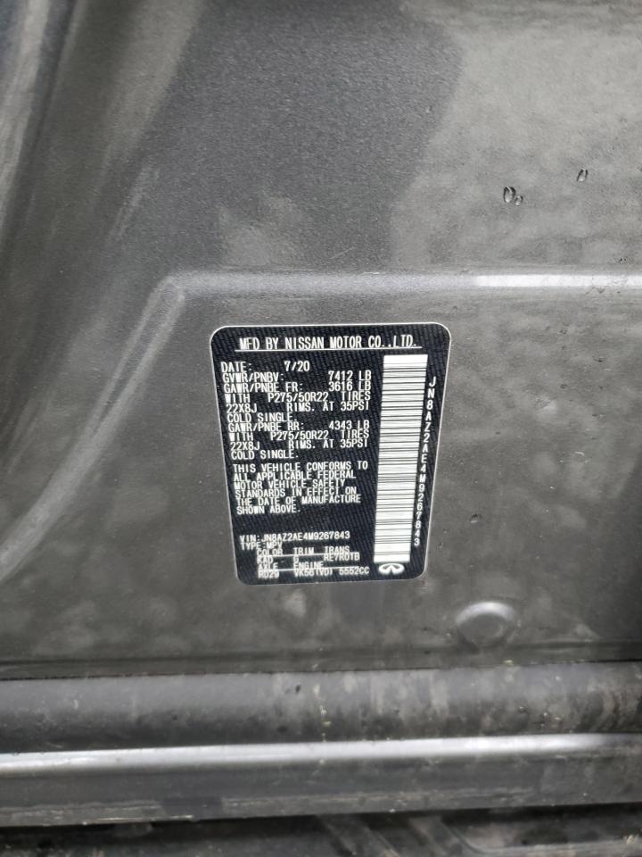 2021 Infiniti Qx80 Luxe VIN: JN8AZ2AE4M9267843 Lot: 56182095