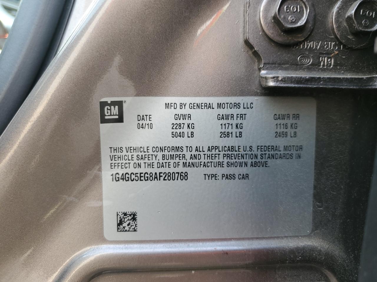 2010 Buick Lacrosse Cxl VIN: 1G4GC5EG8AF280768 Lot: 55728445