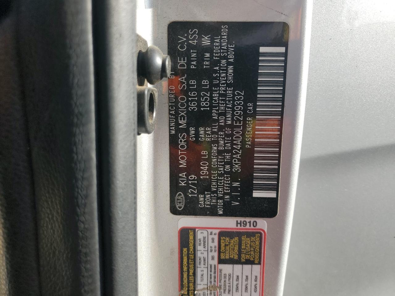 2020 Kia Rio Lx VIN: 3KPA24AD0LE299332 Lot: 57274095