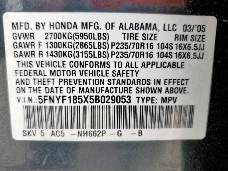 2005 HONDA PILOT EXL  