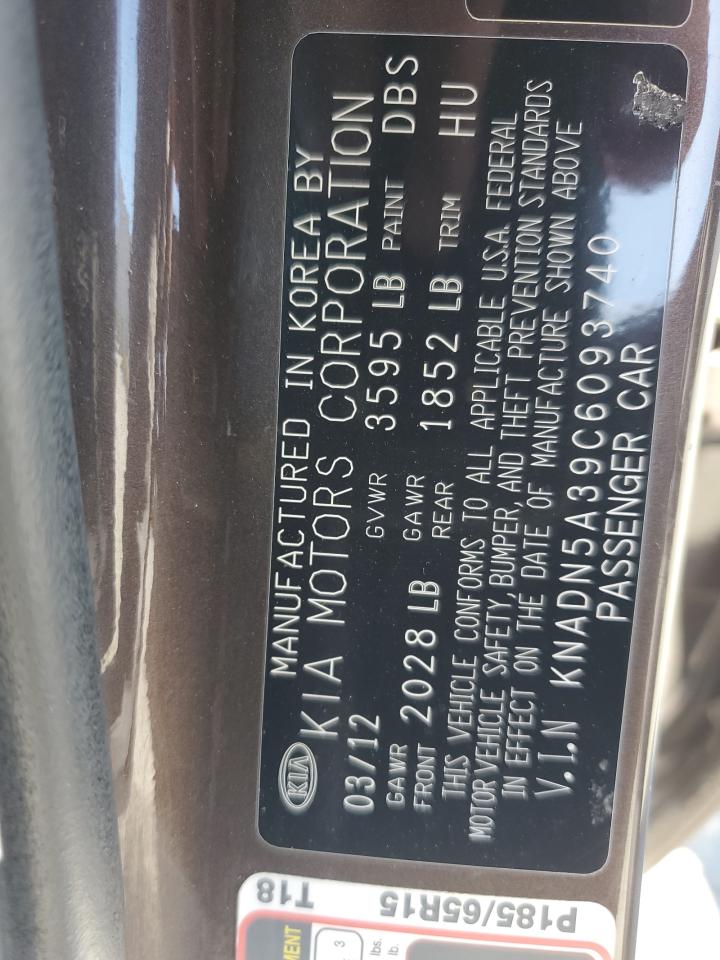 2012 Kia Rio Ex VIN: KNADN5A39C6093740 Lot: 56510805
