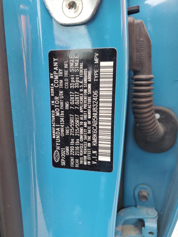 2022 Hyundai Kona Sel VIN: KM8K6CAB5NU832406 Lot: 59025975