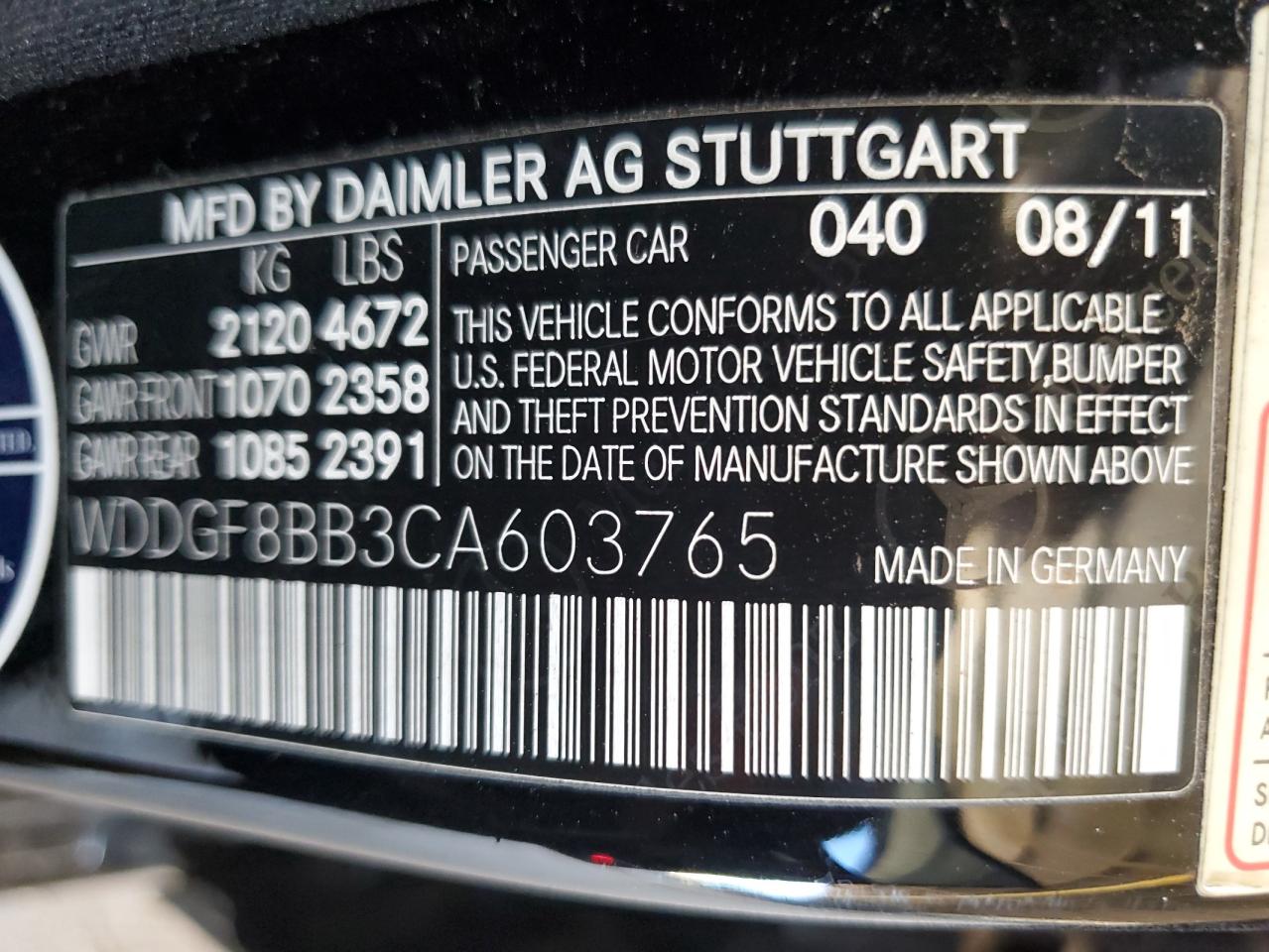 2012 Mercedes-Benz C 300 4Matic VIN: WDDGF8BB3CA603765 Lot: 57569805