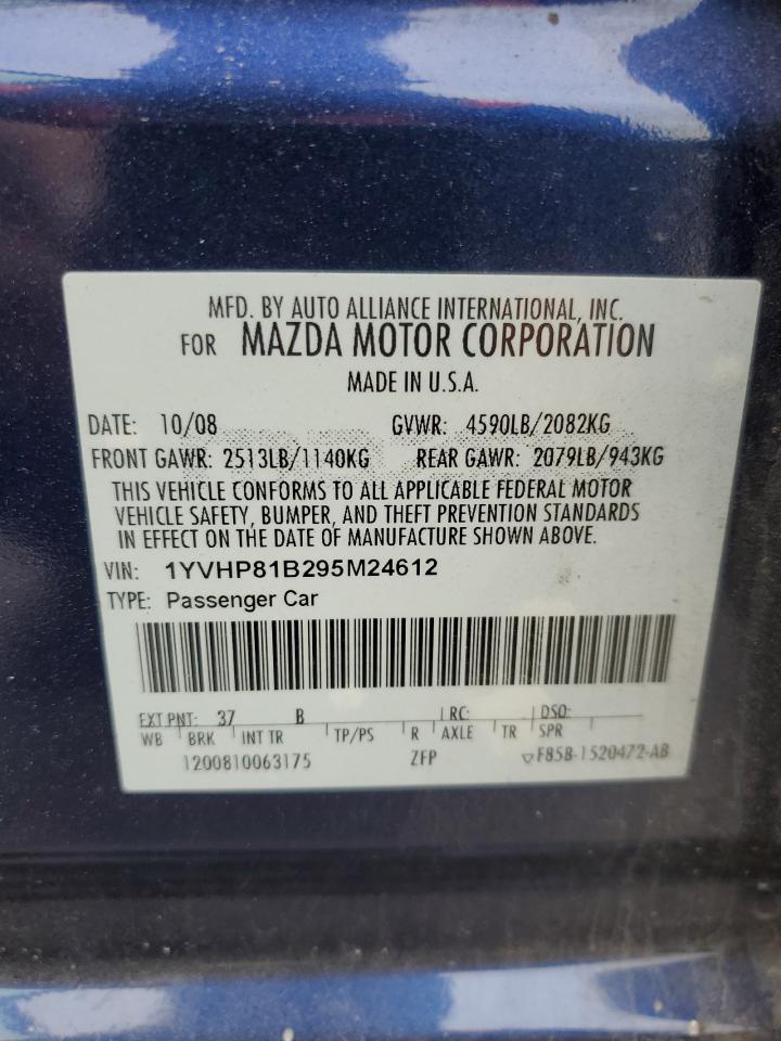 2009 Mazda 6 S VIN: 1YVHP81B295M24612 Lot: 57629145