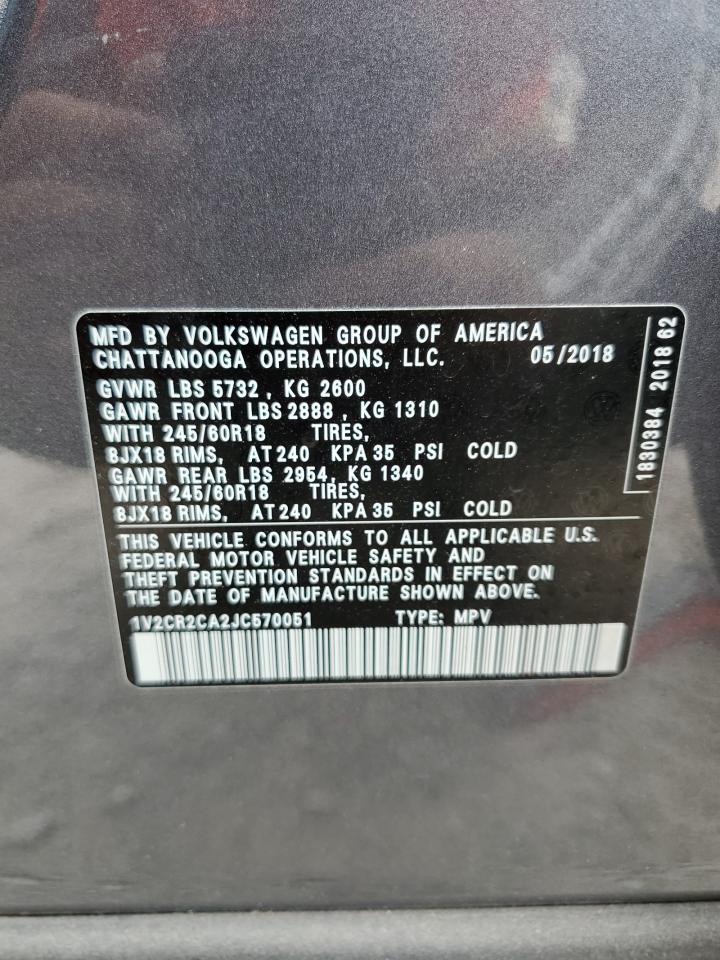 2018 Volkswagen Atlas Se VIN: 1V2CR2CA2JC570051 Lot: 56714445