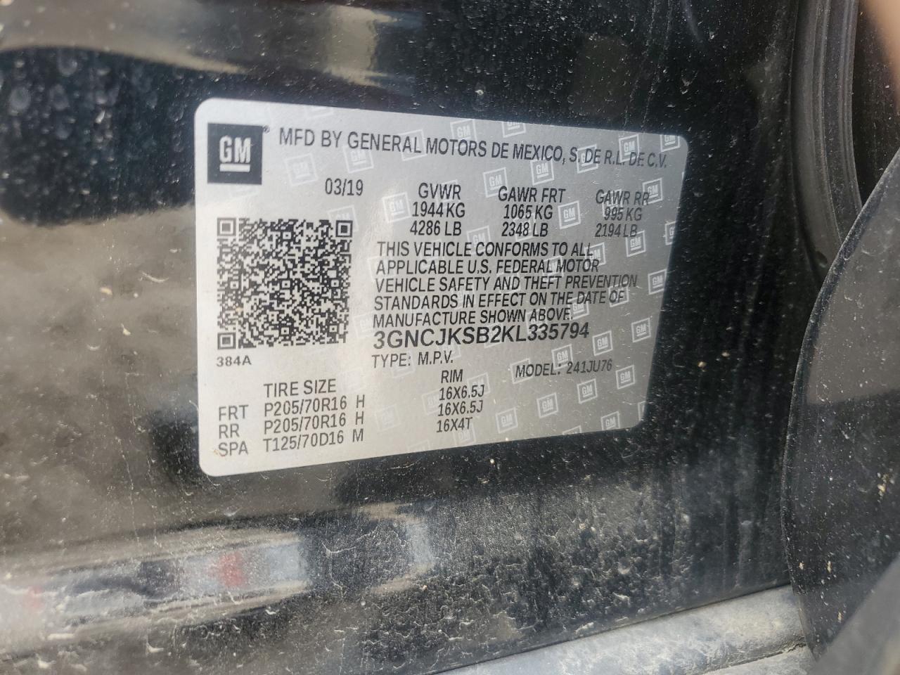 2019 Chevrolet Trax Ls VIN: 3GNCJKSB2KL335794 Lot: 57483595