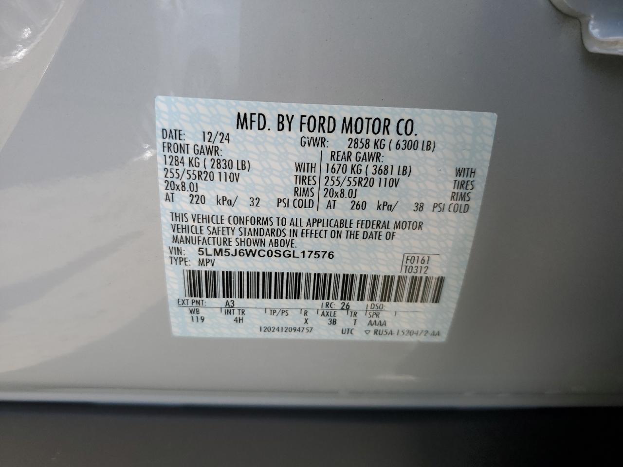 2025 Lincoln Aviator VIN: 5LM5J6WC0SGL17576 Lot: 55433605