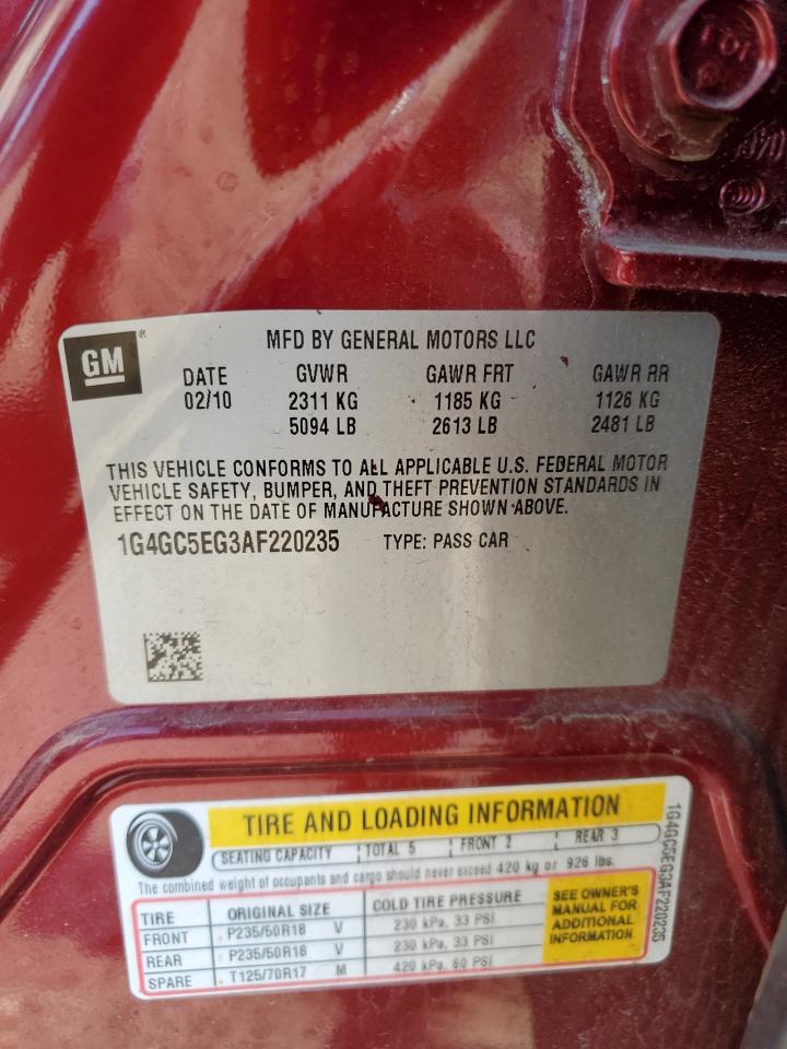 2010 Buick Lacrosse Cxl VIN: 1G4GC5EG3AF220235 Lot: 57124615
