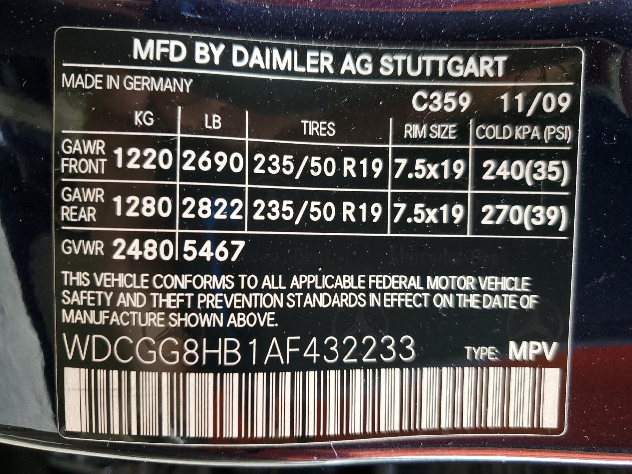 2010 Mercedes-Benz Glk 350 4Matic VIN: WDCGG8HB1AF432233 Lot: 57283675
