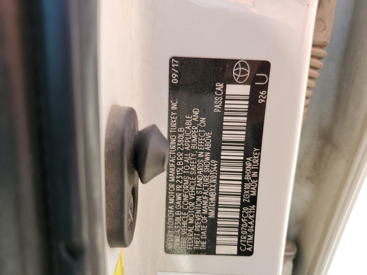 2018 Toyota C-Hr Xle VIN: NMTKHMBXXJR035449 Lot: 56481835