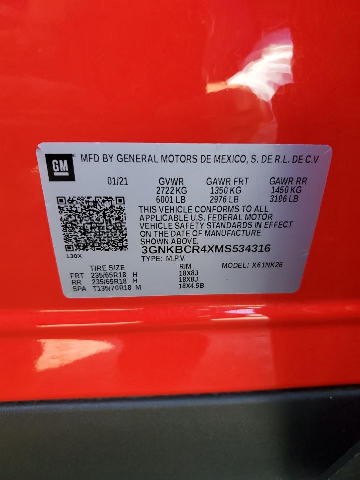 2021 Chevrolet Blazer 2Lt VIN: 3GNKBCR4XMS534316 Lot: 57026325