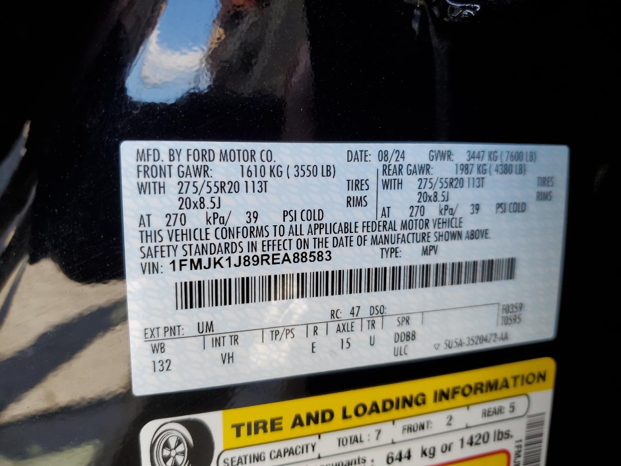 2024 Ford Expedition Max Xlt VIN: 1FMJK1J89REA88583 Lot: 58146255