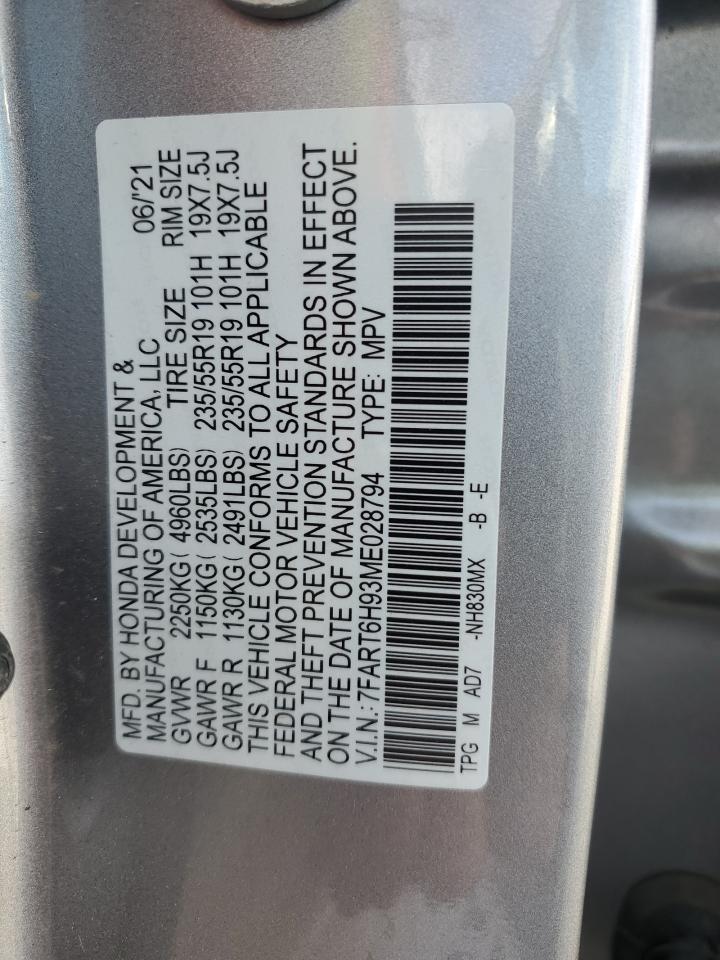 2021 Honda Cr-V Touring VIN: 7FART6H93ME028794 Lot: 56581575