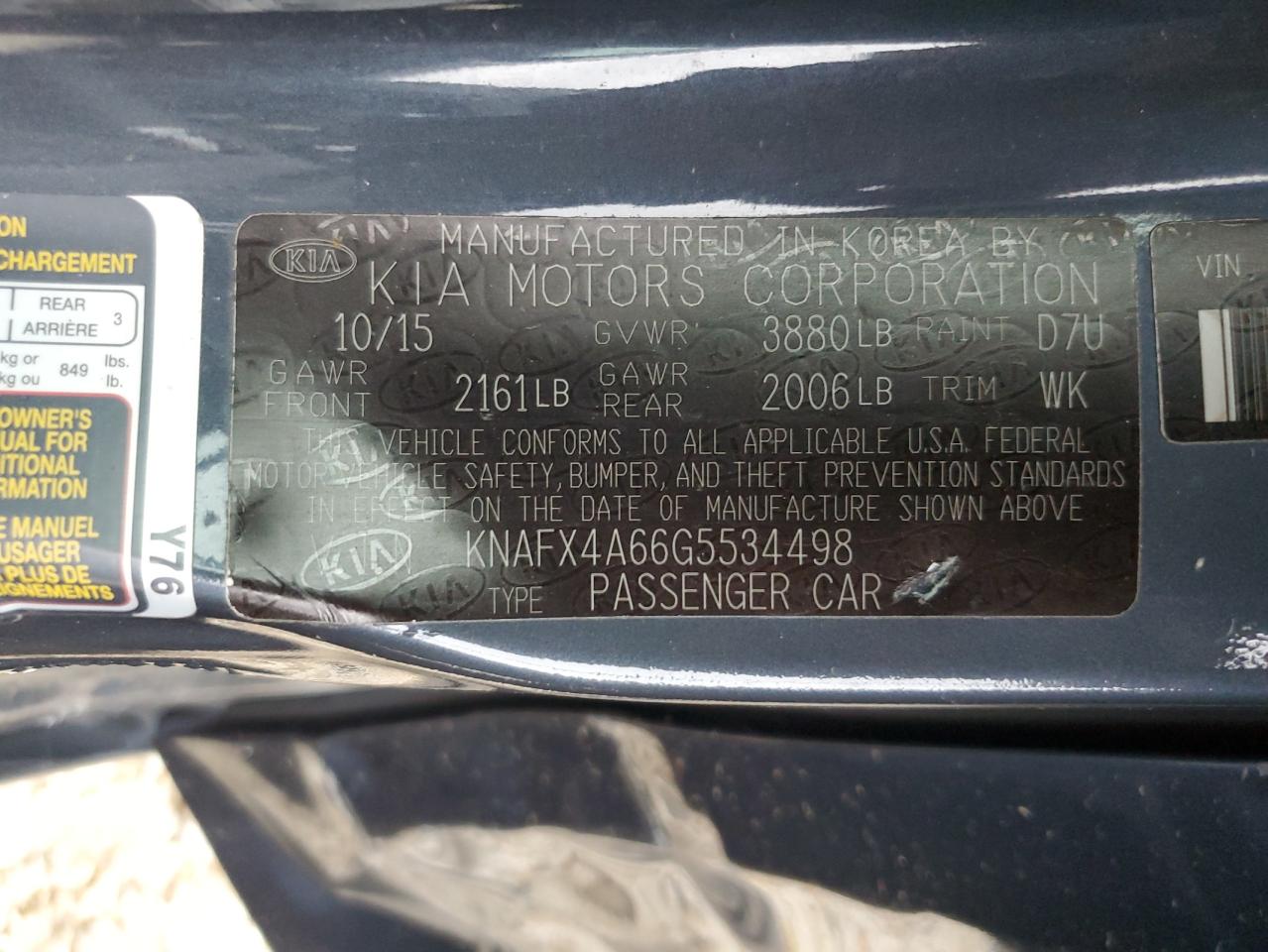 2016 Kia Forte Lx VIN: KNAFX4A66G5534498 Lot: 55638625