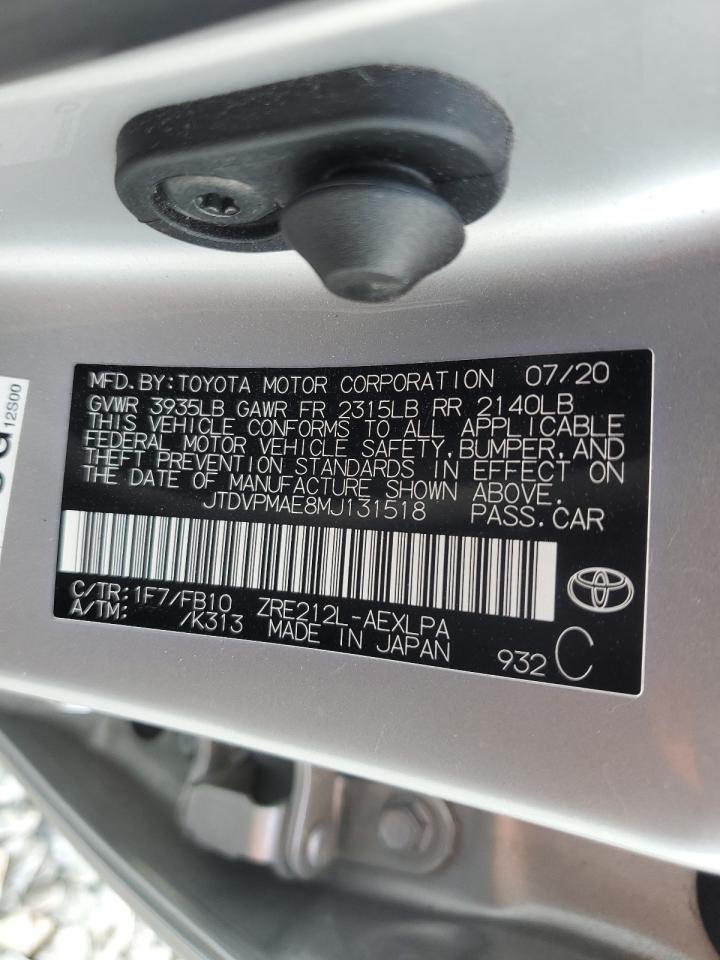 2021 Toyota Corolla Le VIN: JTDVPMAE8MJ131518 Lot: 56657415