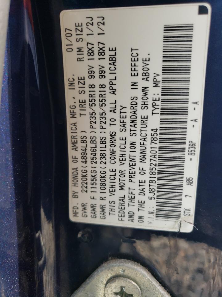 2007 Acura Rdx Technology VIN: 5J8TB18527A017854 Lot: 56654765