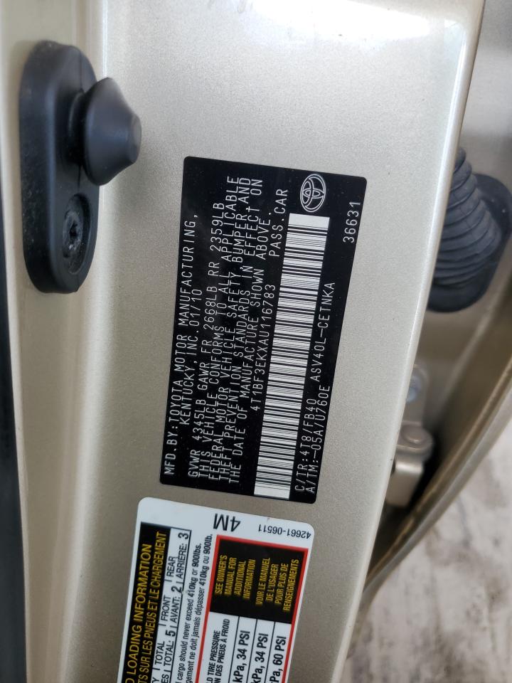 2010 Toyota Camry Base VIN: 4T1BF3EKXAU116783 Lot: 56628485