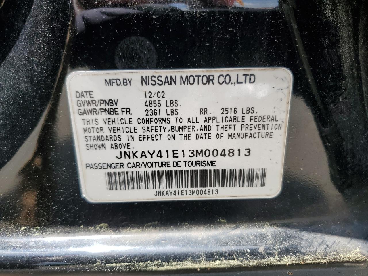 2003 Infiniti M45 VIN: JNKAY41E13M004813 Lot: 57657275