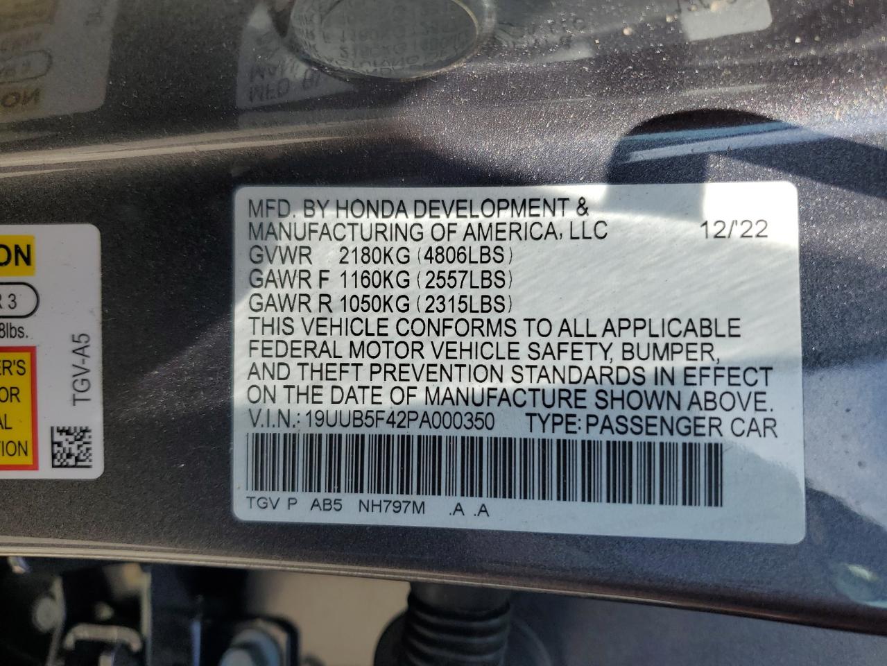 2023 Acura Tlx Technology VIN: 19UUB5F42PA000350 Lot: 53518465