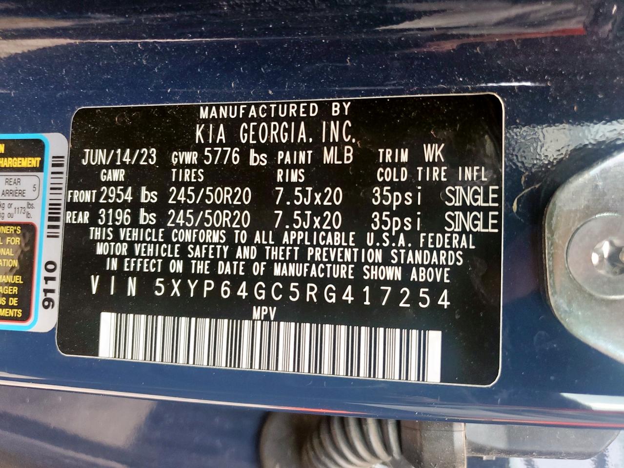 2024 Kia Telluride S VIN: 5XYP64GC5RG417254 Lot: 57862445