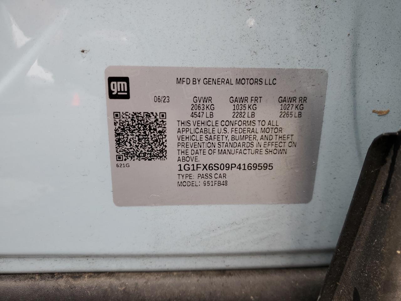 2023 Chevrolet Bolt Ev 2Lt VIN: 1G1FX6S09P4169595 Lot: 57400355