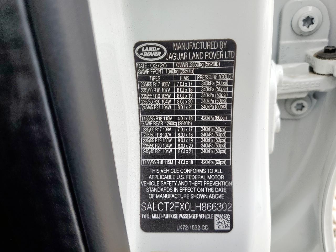 2020 Land Rover Discovery Sport S R-Dynamic VIN: SALCT2FX0LH866302 Lot: 58252725