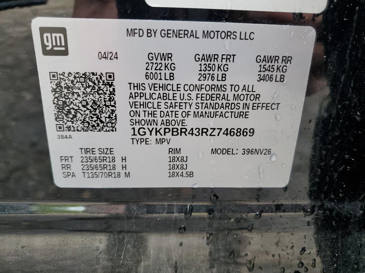 2024 Cadillac Xt6 Luxury VIN: 1GYKPBR43RZ746869 Lot: 58734475