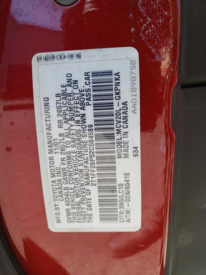 2002 Toyota Camry Solara Se VIN: 2T1FF28P52C584586 Lot: 55854165