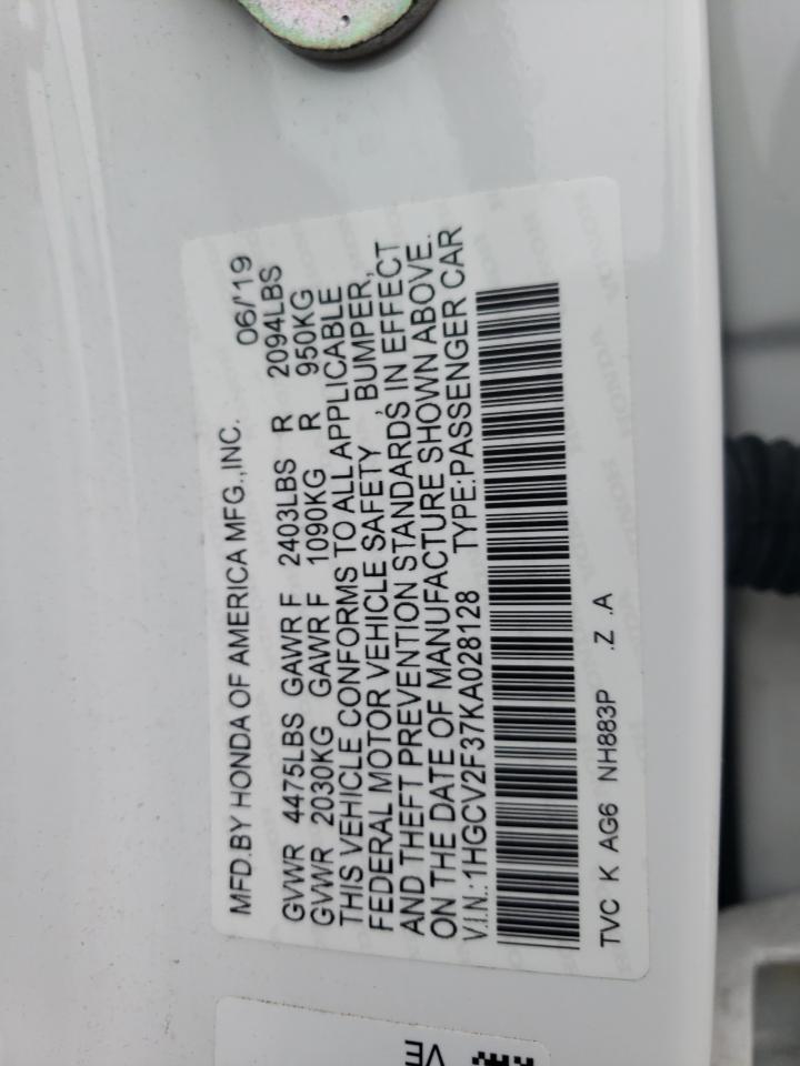 2019 Honda Accord Sport VIN: 1HGCV2F37KA028128 Lot: 56452835