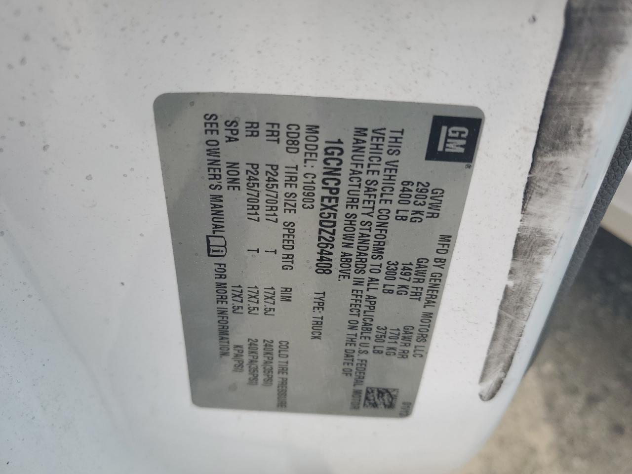 2013 Chevrolet Silverado C1500 VIN: 1GCNCPEX5DZ264408 Lot: 57452805