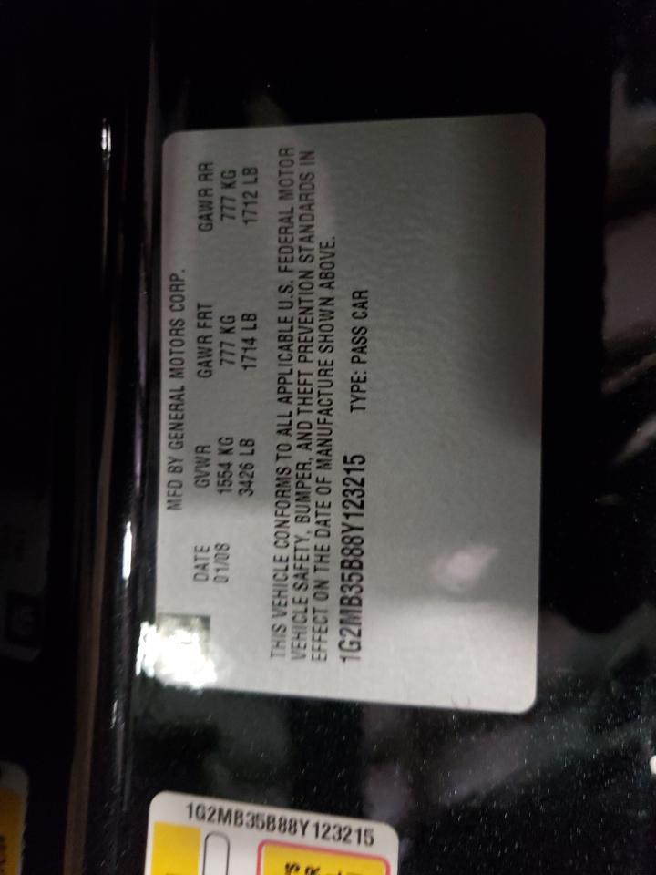 2008 Pontiac Solstice VIN: 1G2MB35B88Y123215 Lot: 56426295