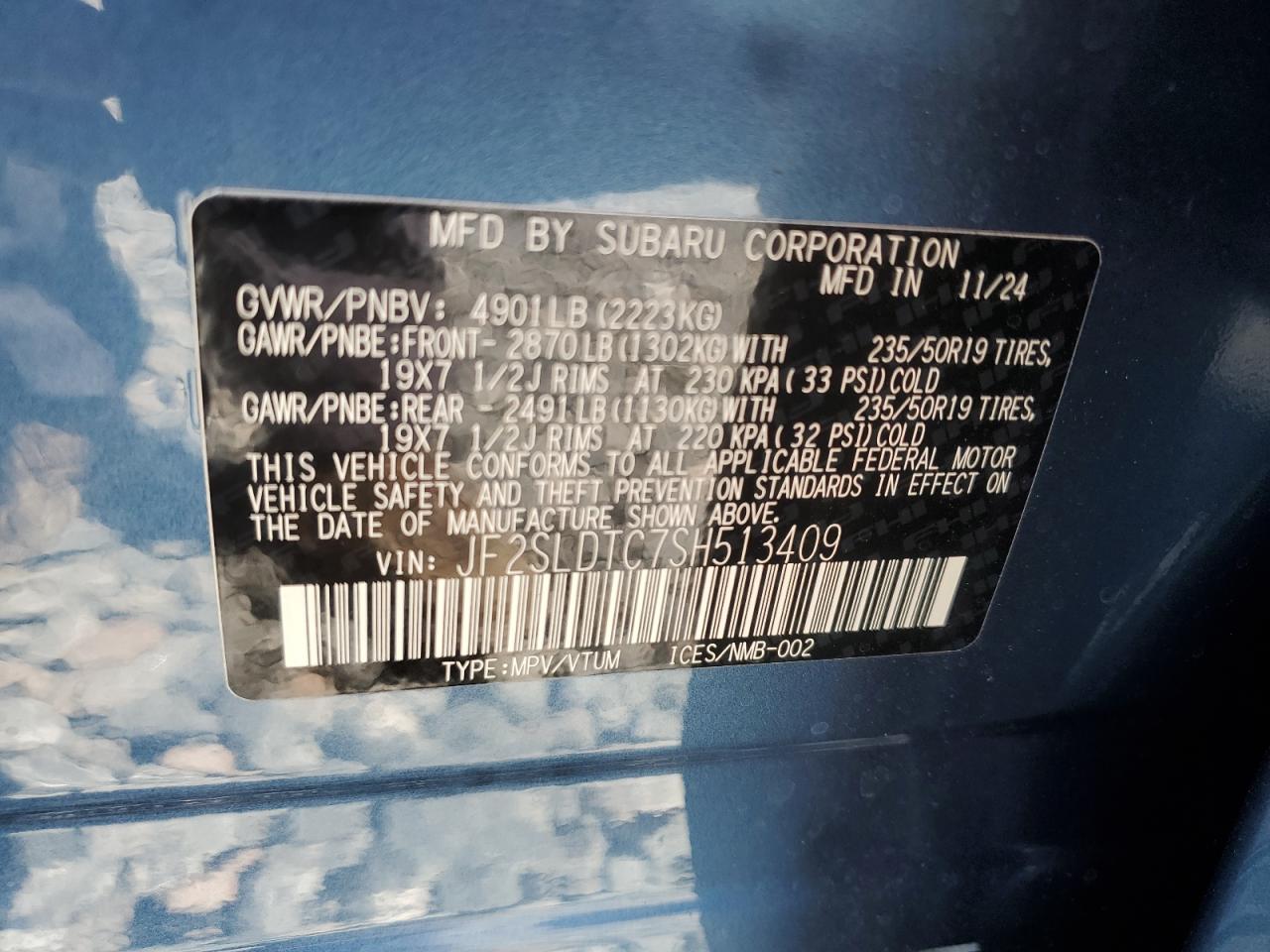 2025 Subaru Forester Touring VIN: JF2SLDTC7SH513409 Lot: 54044175
