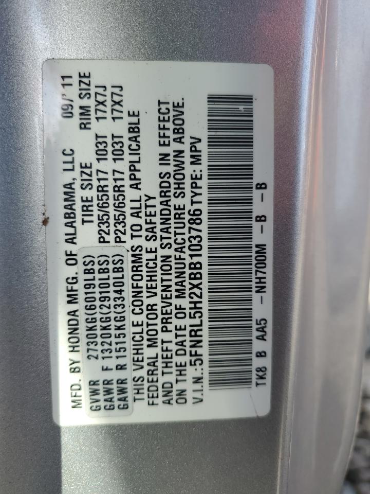 2011 Honda Odyssey Lx VIN: 5FNRL5H2XBB103786 Lot: 56486615