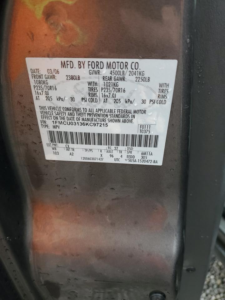 2006 Ford Escape Xlt VIN: 1FMCU03136KC97215 Lot: 55230045