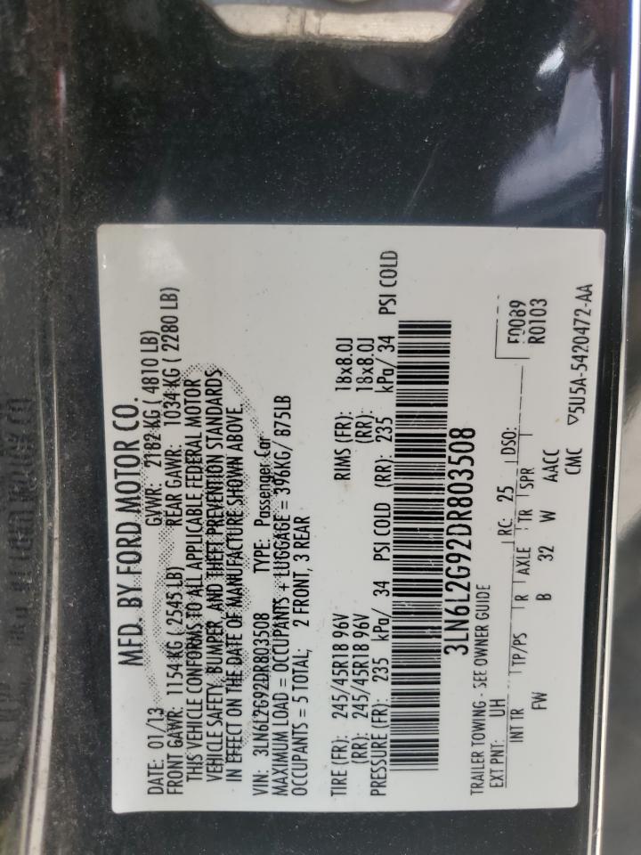 2013 Lincoln Mkz VIN: 3LN6L2G92DR803508 Lot: 57092925