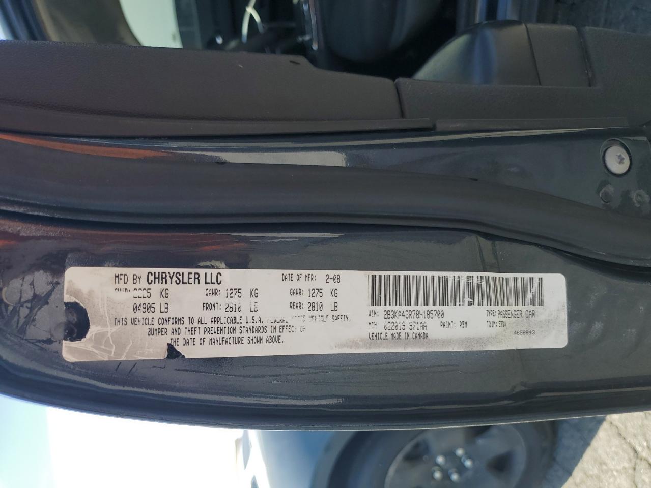 2008 Dodge Charger VIN: 2B3KA43R78H185700 Lot: 57381105