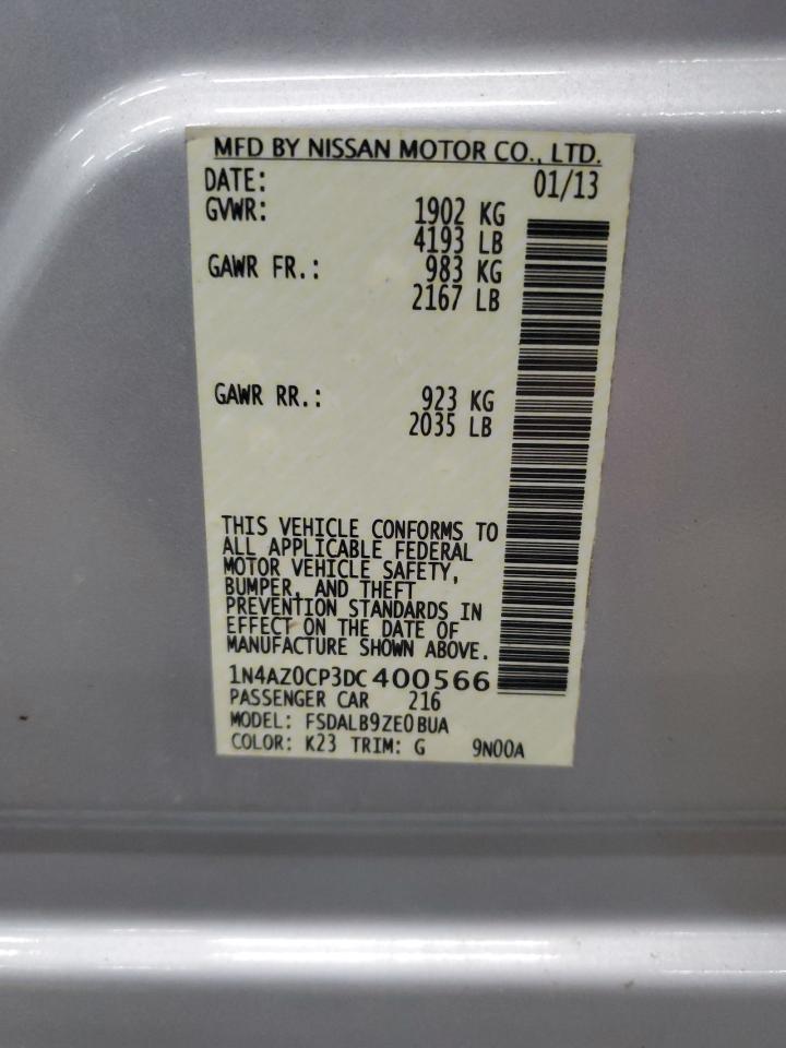 2013 Nissan Leaf S VIN: 1N4AZ0CP3DC400566 Lot: 57772115