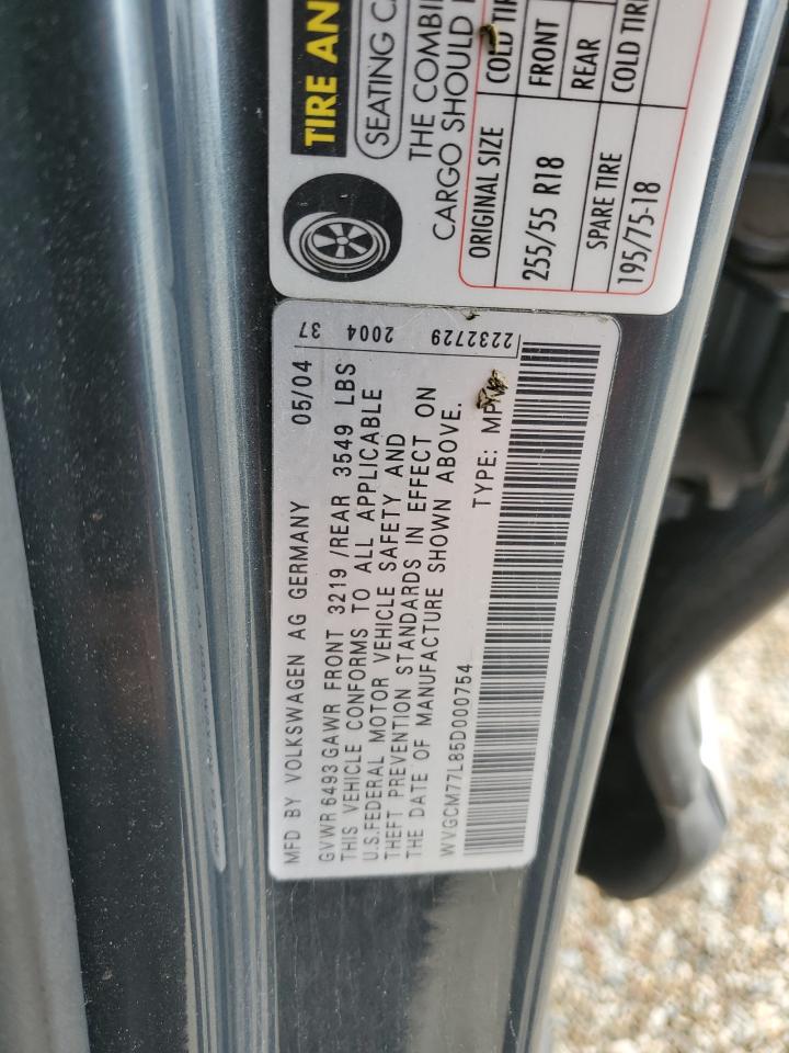 2005 Volkswagen Touareg 4.2 VIN: WVGCM77L85D000754 Lot: 56183735