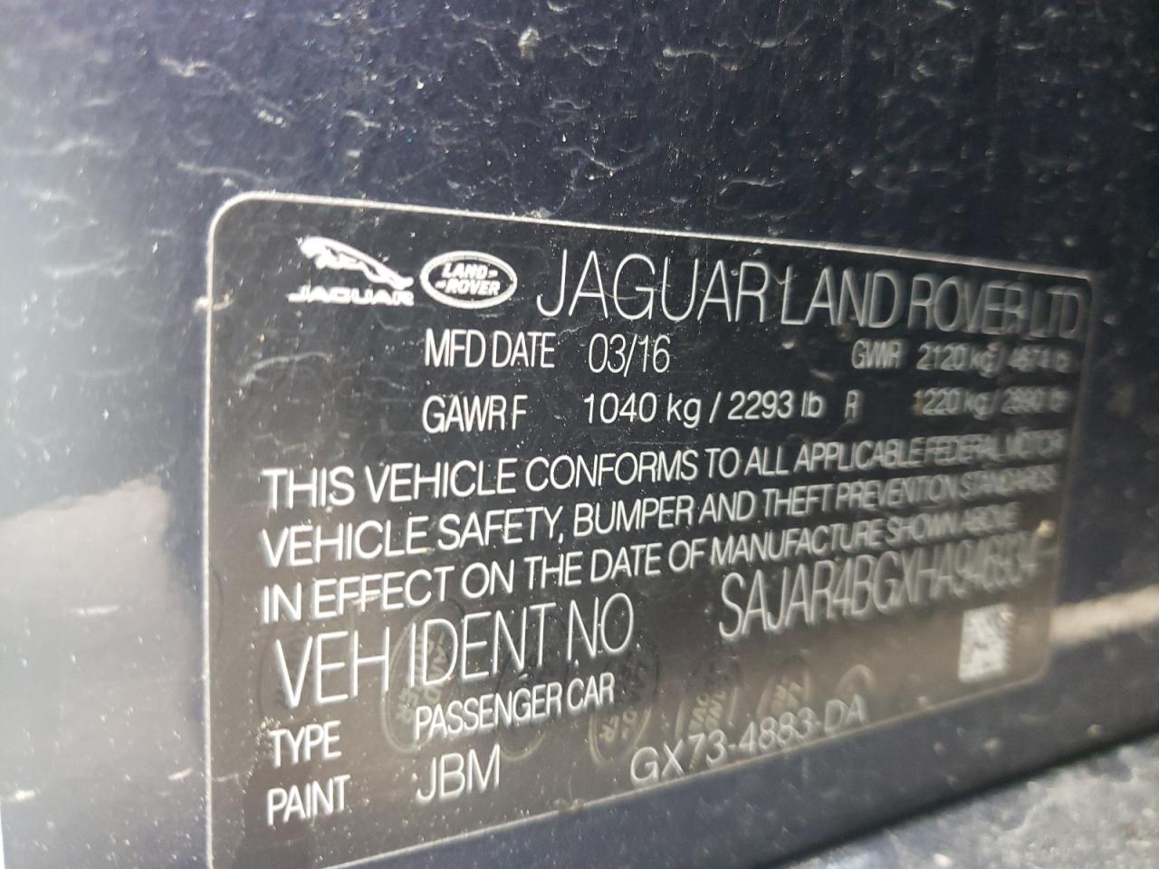 2017 Jaguar Xe VIN: SAJAR4BGXHA946934 Lot: 57992865