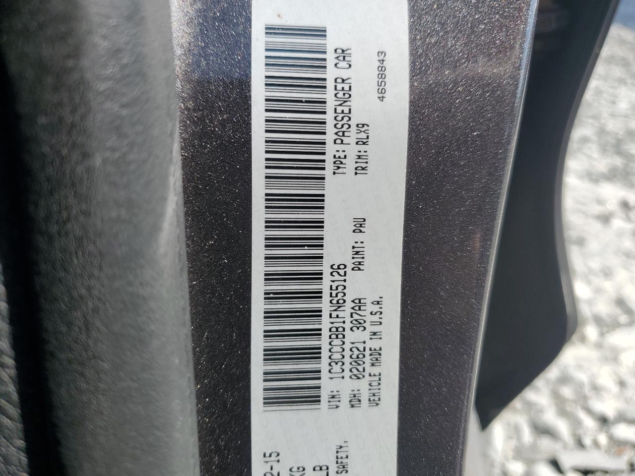 2015 Chrysler 200 S VIN: 1C3CCCBB1FN655126 Lot: 57290915